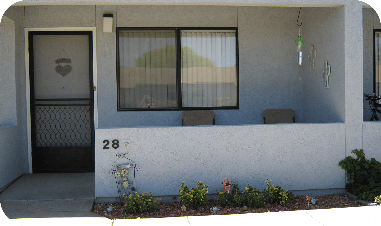 Patio view of the apartment home's exterior